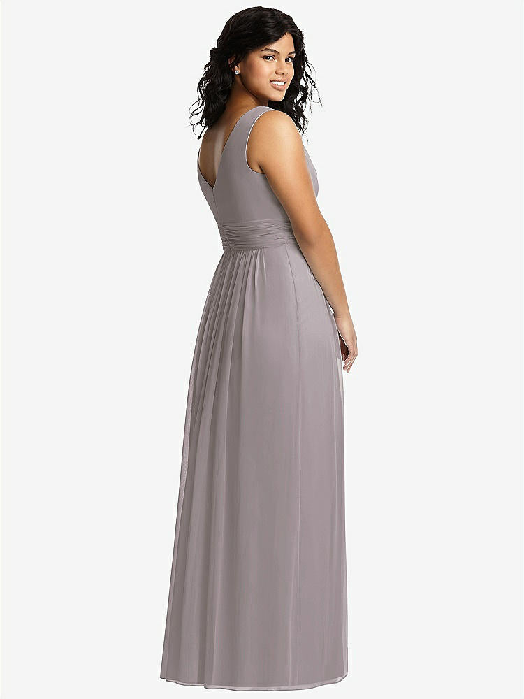 【NEW】【STYLE: 2894】ノースリーブ ドレープ シフォン マキシ ドレス 前面 スリット【COLOR: Cashmere Gray】【SIZE: 00-30W】