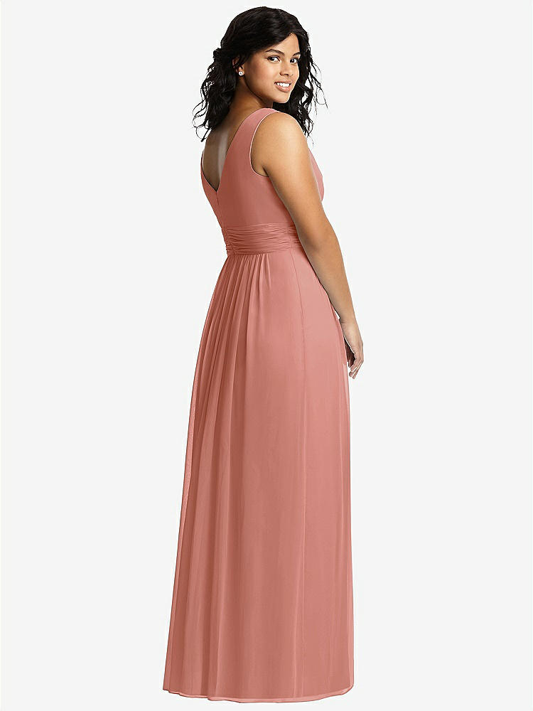 【STYLE: 2894】Sleeveless Draped Chiffon Maxi Dress with Front Slit【COLOR: Desert Rose】