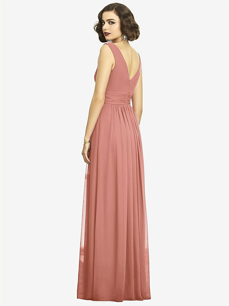 【STYLE: 2894】Sleeveless Draped Chiffon Maxi Dress with Front Slit【COLOR: Desert Rose】