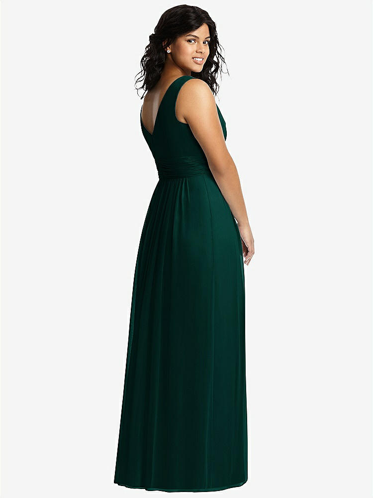 【NEW】【STYLE: 2894】ノースリーブ ドレープ シフォン マキシ ドレス 前面 スリット【COLOR: Evergreen】【SIZE: 00-30W】