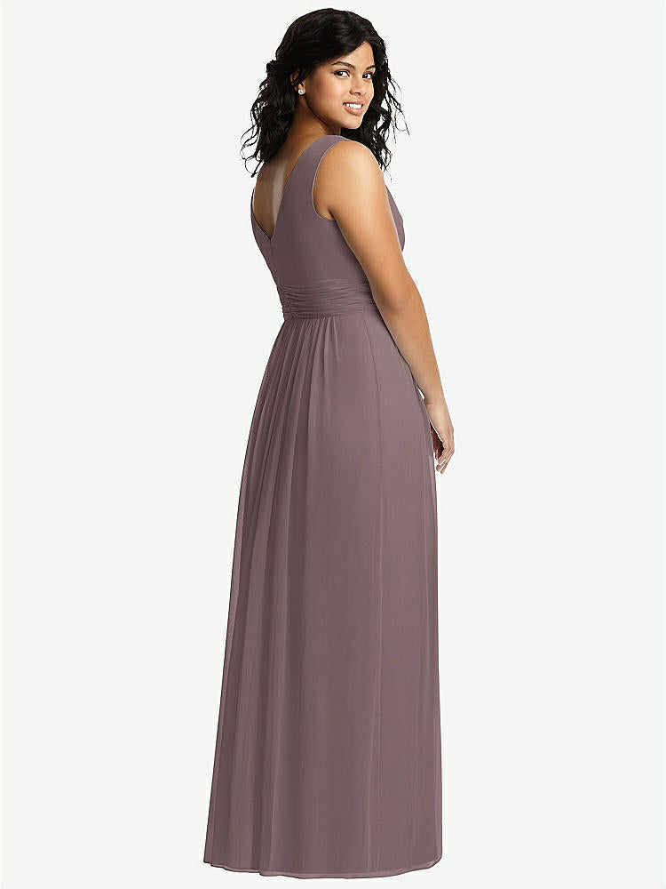 【STYLE: 2894】Sleeveless Draped Chiffon Maxi Dress with Front Slit【COLOR: French Truffle】