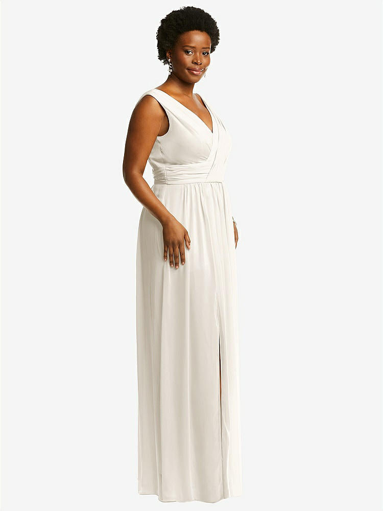 【NEW】【STYLE: 2894】ノースリーブ ドレープ シフォン マキシ ドレス 前面 スリット【COLOR: Ivory】【SIZE: 00-30W】