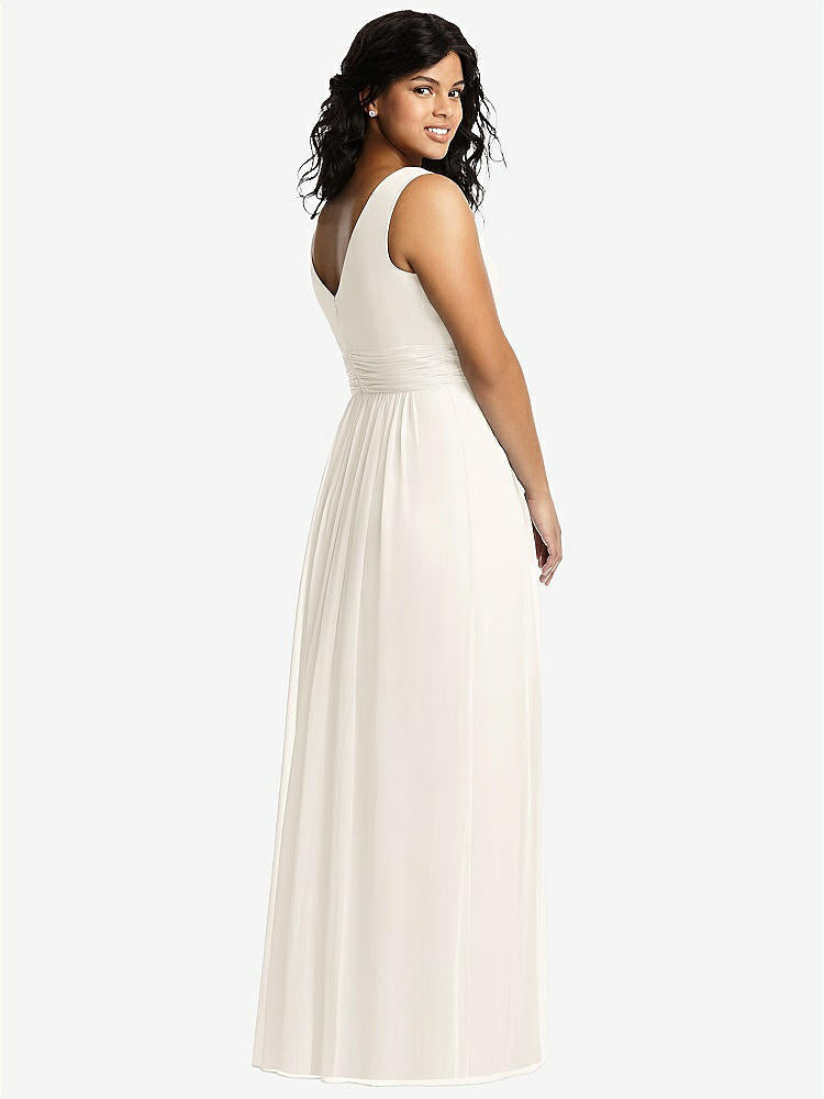 【NEW】【STYLE: 2894】ノースリーブ ドレープ シフォン マキシ ドレス 前面 スリット【COLOR: Ivory】【SIZE: 00-30W】