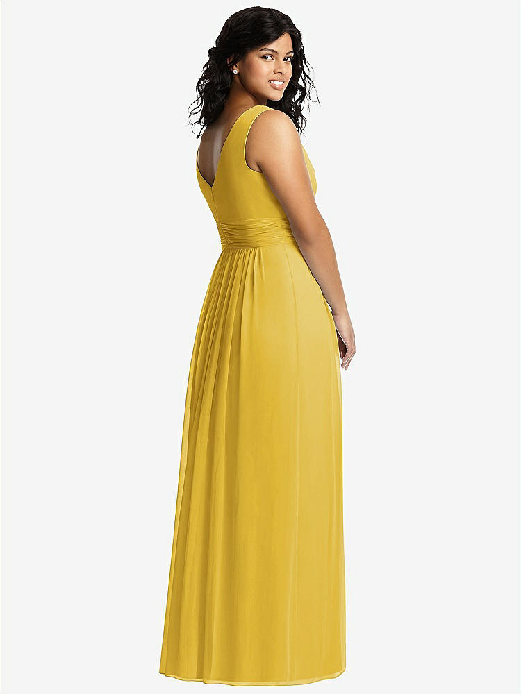 【NEW】【STYLE: 2894】ノースリーブ ドレープ シフォン マキシ ドレス 前面 スリット【COLOR: Marigold】【SIZE: 00-30W】