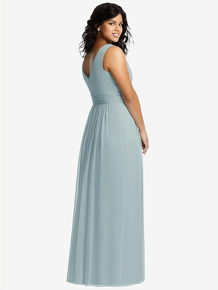 【NEW】【STYLE: 2894】ノースリーブ ドレープ シフォン マキシ ドレス 前面 スリット【COLOR: Morning Sky】【SIZE: 00-30W】