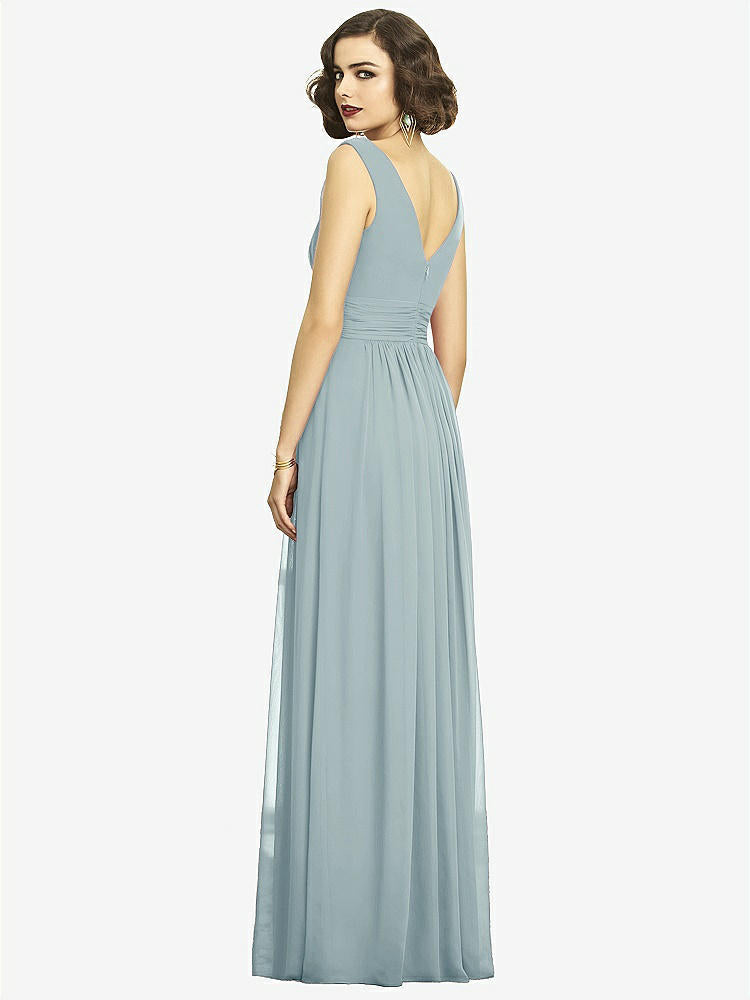 【NEW】【STYLE: 2894】ノースリーブ ドレープ シフォン マキシ ドレス 前面 スリット【COLOR: Morning Sky】【SIZE: 00-30W】