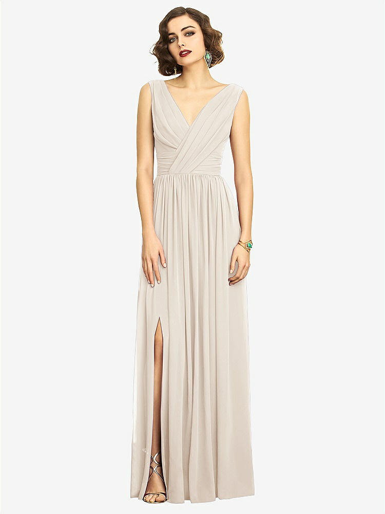 【NEW】【STYLE: 2894】ノースリーブ ドレープ シフォン マキシ ドレス 前面 スリット【COLOR: Oat】【SIZE: 00-30W】