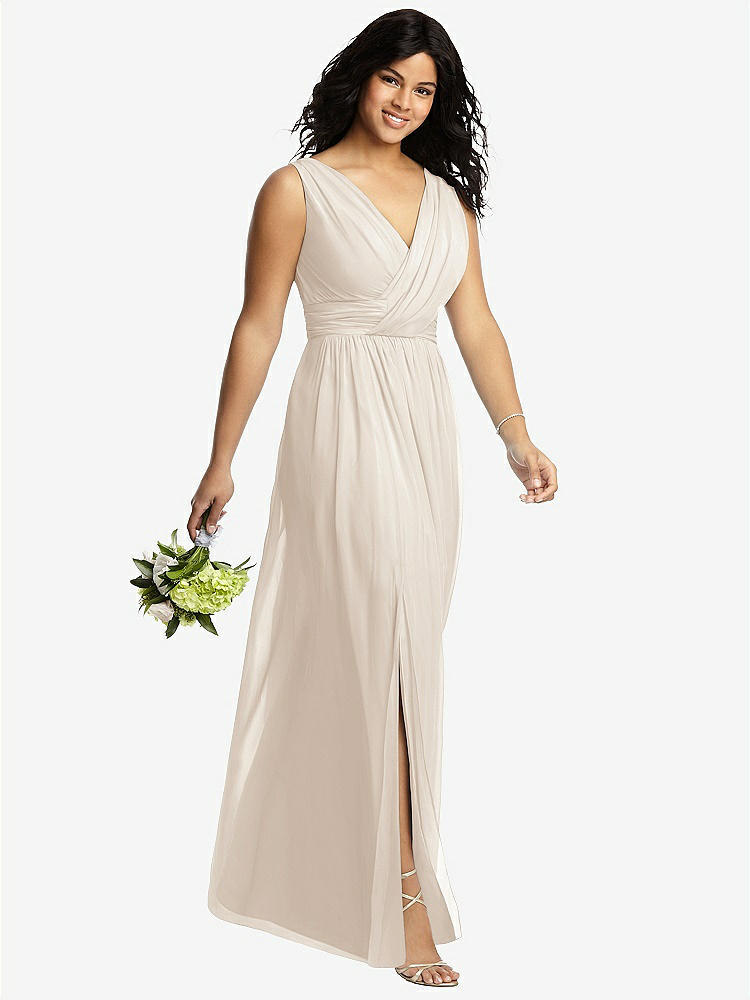 【NEW】【STYLE: 2894】ノースリーブ ドレープ シフォン マキシ ドレス 前面 スリット【COLOR: Oat】【SIZE: 00-30W】