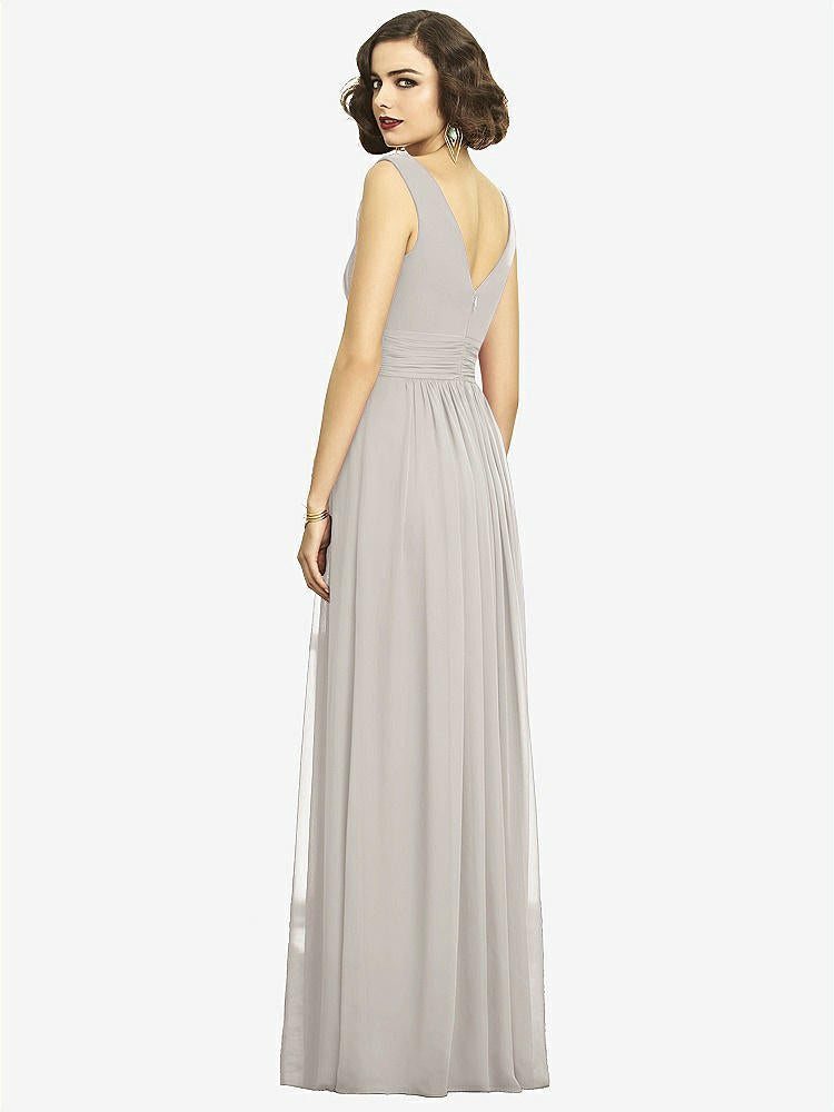 【STYLE: 2894】Sleeveless Draped Chiffon Maxi Dress with Front Slit【COLOR: Oyster】