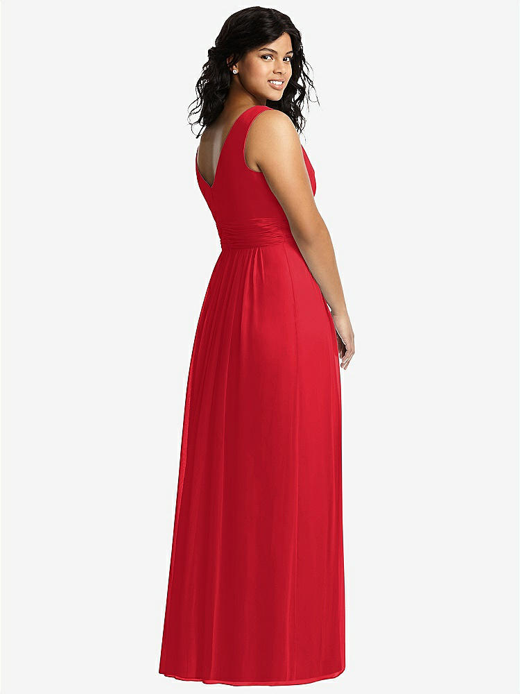 【NEW】【STYLE: 2894】ノースリーブ ドレープ シフォン マキシ ドレス 前面 スリット【COLOR: Parisian Red】【SIZE: 00-30W】