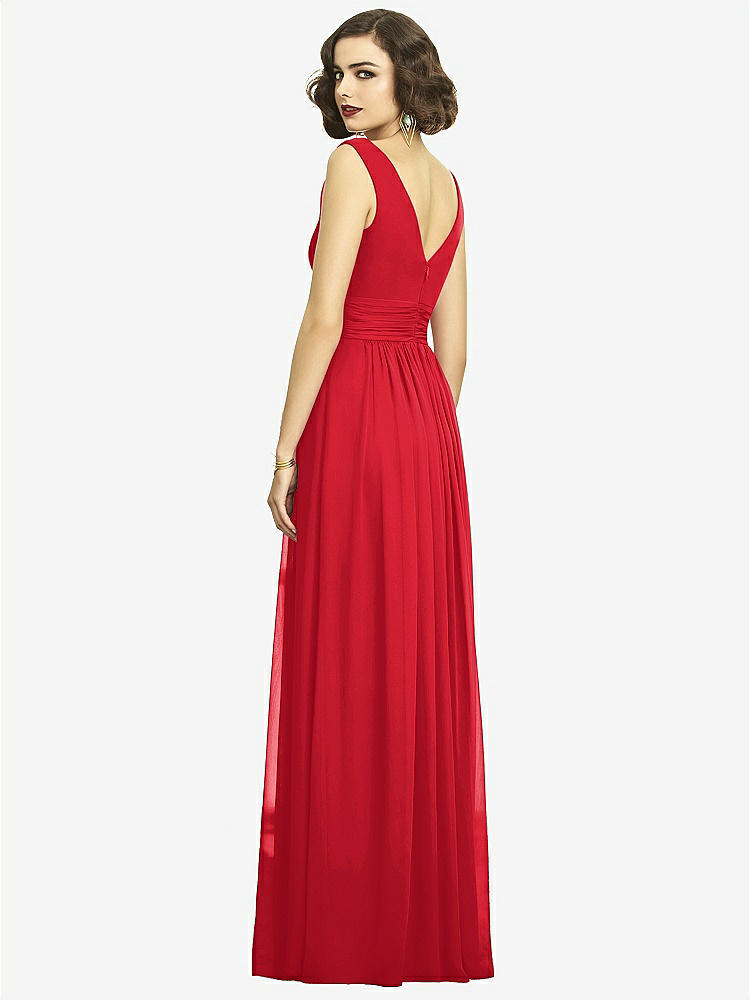 【NEW】【STYLE: 2894】ノースリーブ ドレープ シフォン マキシ ドレス 前面 スリット【COLOR: Parisian Red】【SIZE: 00-30W】