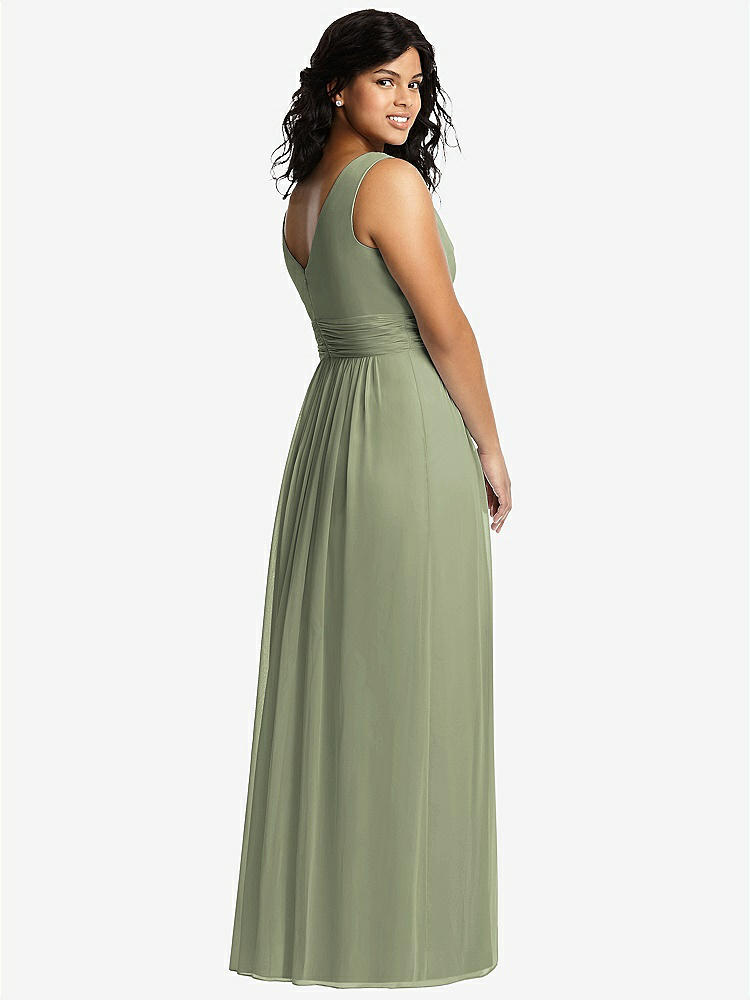 【STYLE: 2894】Sleeveless Draped Chiffon Maxi Dress with Front Slit【COLOR: Sage】