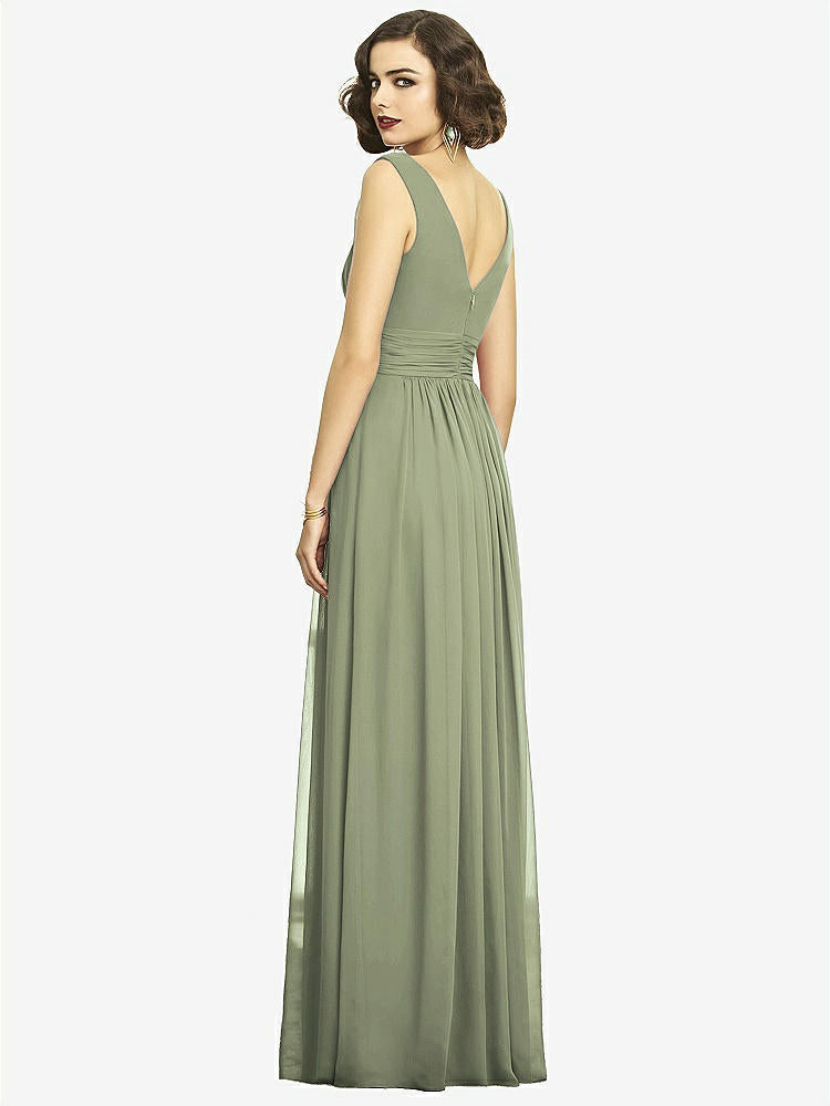 【STYLE: 2894】Sleeveless Draped Chiffon Maxi Dress with Front Slit【COLOR: Sage】