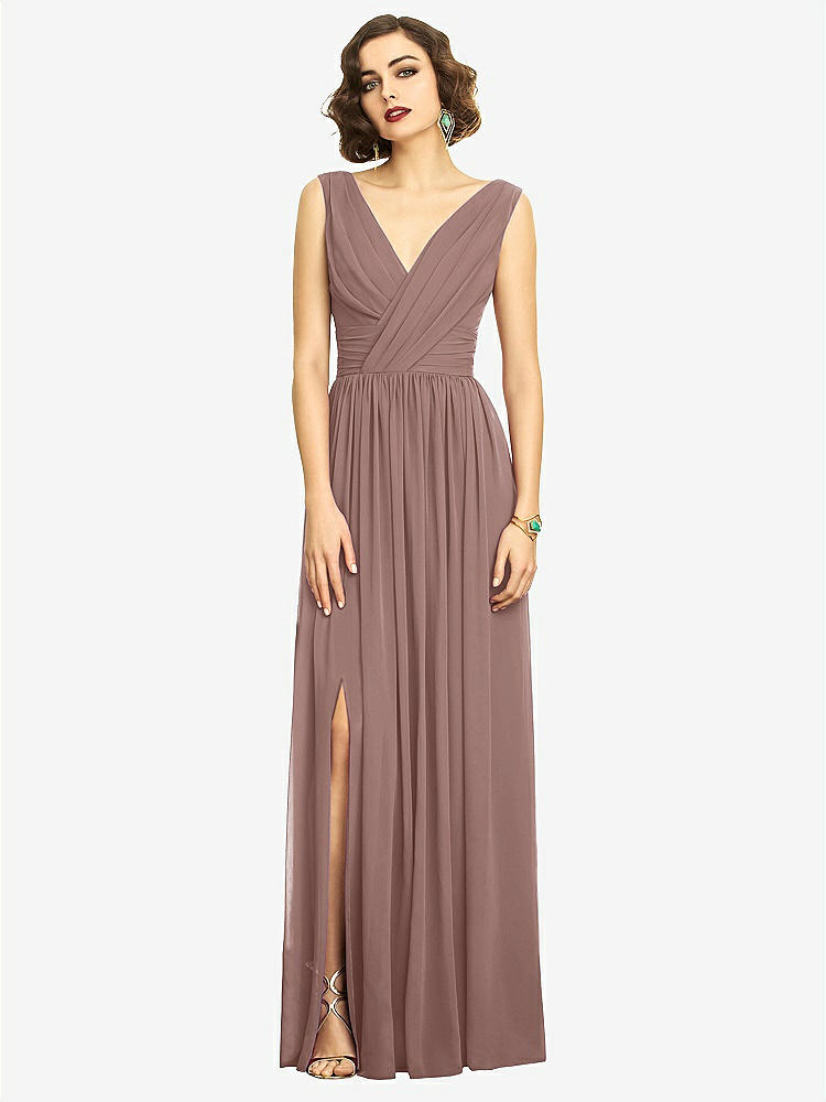 【STYLE: 2894】Sleeveless Draped Chiffon Maxi Dress with Front Slit【COLOR: Sienna】