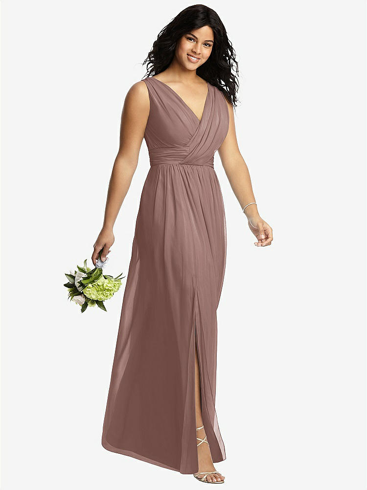 【STYLE: 2894】Sleeveless Draped Chiffon Maxi Dress with Front Slit【COLOR: Sienna】