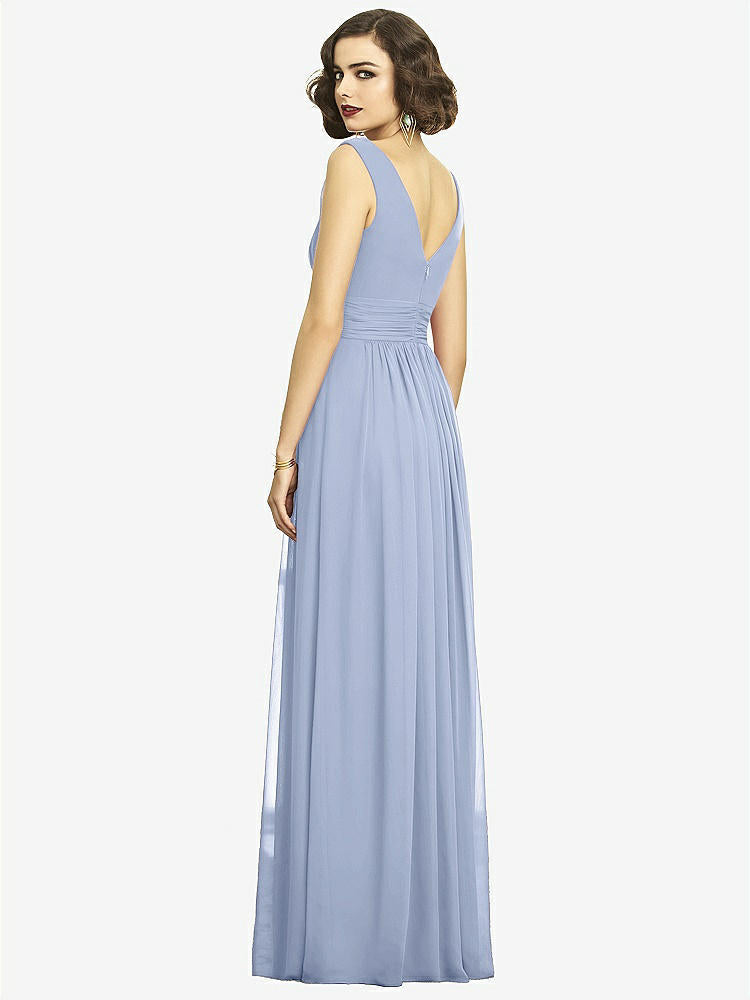 【STYLE: 2894】Sleeveless Draped Chiffon Maxi Dress with Front Slit【COLOR: Sky Blue】