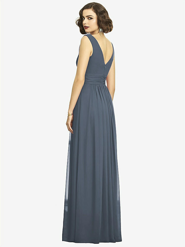 【NEW】【STYLE: 2894】ノースリーブ ドレープ シフォン マキシ ドレス 前面 スリット【COLOR: Silverstone】【SIZE: 00-30W】