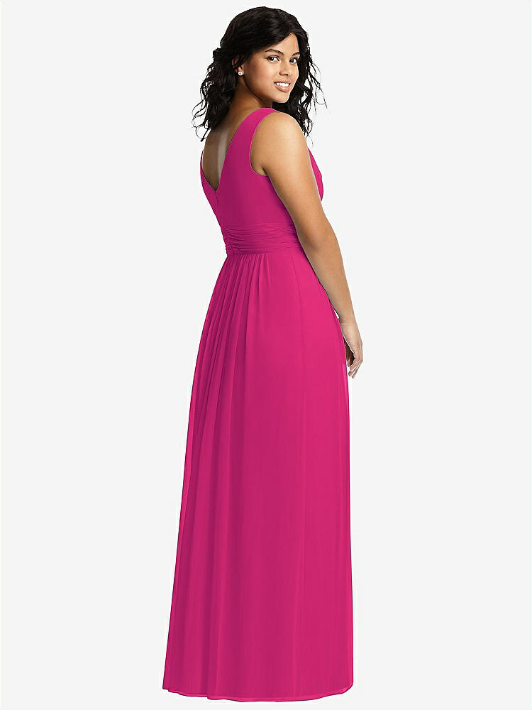 【NEW】【STYLE: 2894】ノースリーブ ドレープ シフォン マキシ ドレス 前面 スリット【COLOR: Think Pink】【SIZE: 00-30W】