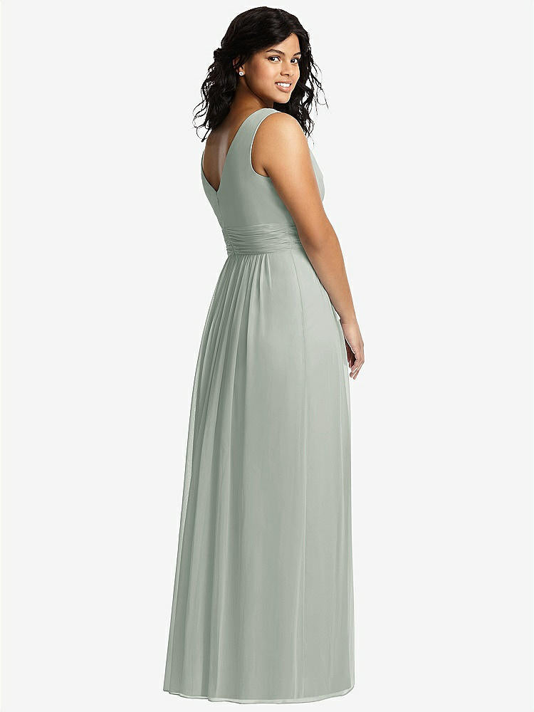 【NEW】【STYLE: 2894】ノースリーブ ドレープ シフォン マキシ ドレス 前面 スリット【COLOR: Willow Green】【SIZE: 00-30W】