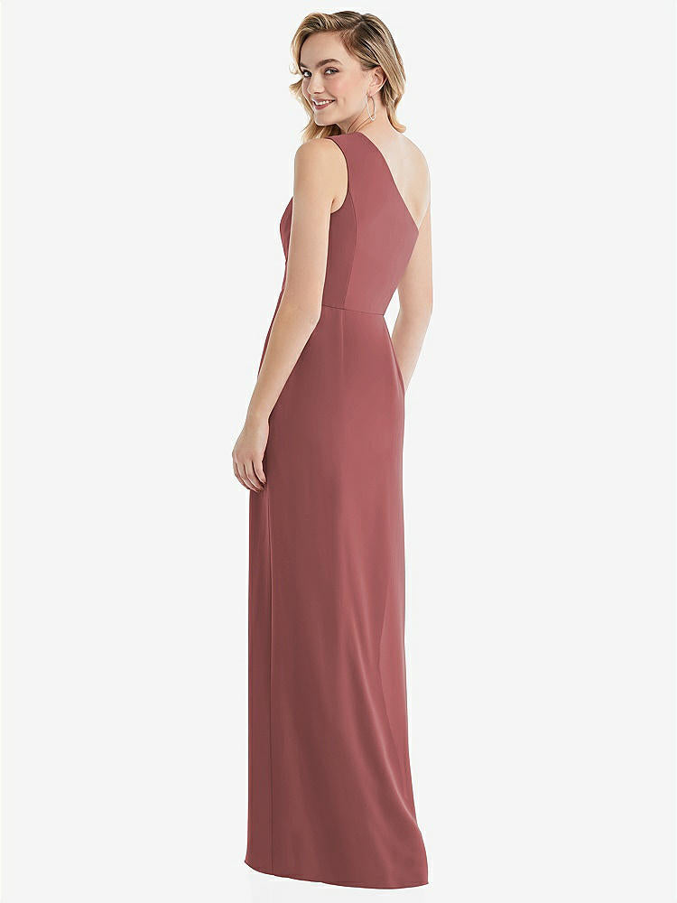 【STYLE: 8156】One-Shoulder Draped Bodice Column Gown【COLOR: English Rose】