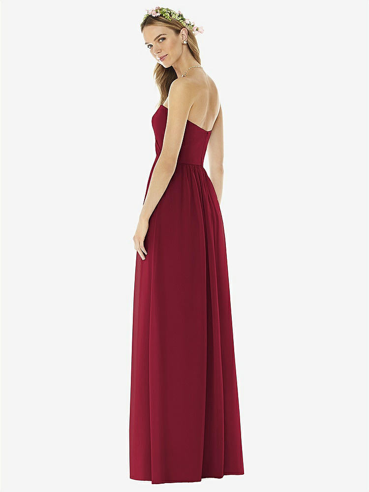 【NEW】【STYLE: 8159】ストラップレス ドレープ ボディス マキシ ドレス 前面 スリット【COLOR: Burgundy】【SIZE: 00-30W】