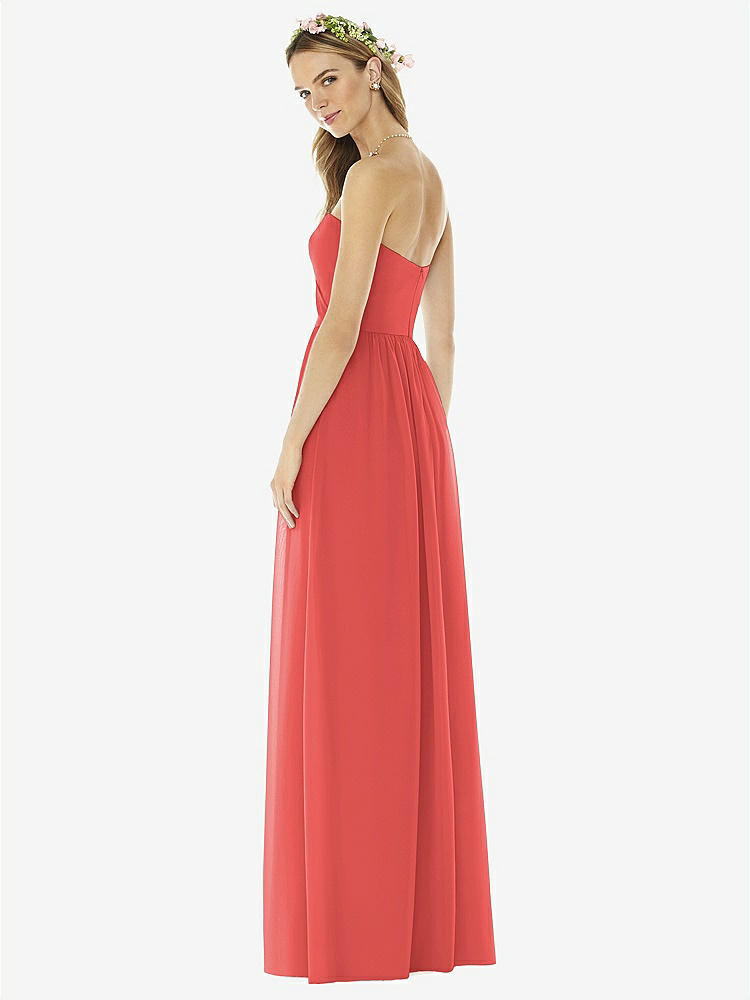 【NEW】【STYLE: 8159】ストラップレス ドレープ ボディス マキシ ドレス 前面 スリット【COLOR: Perfect Coral】【SIZE: 00-30W】