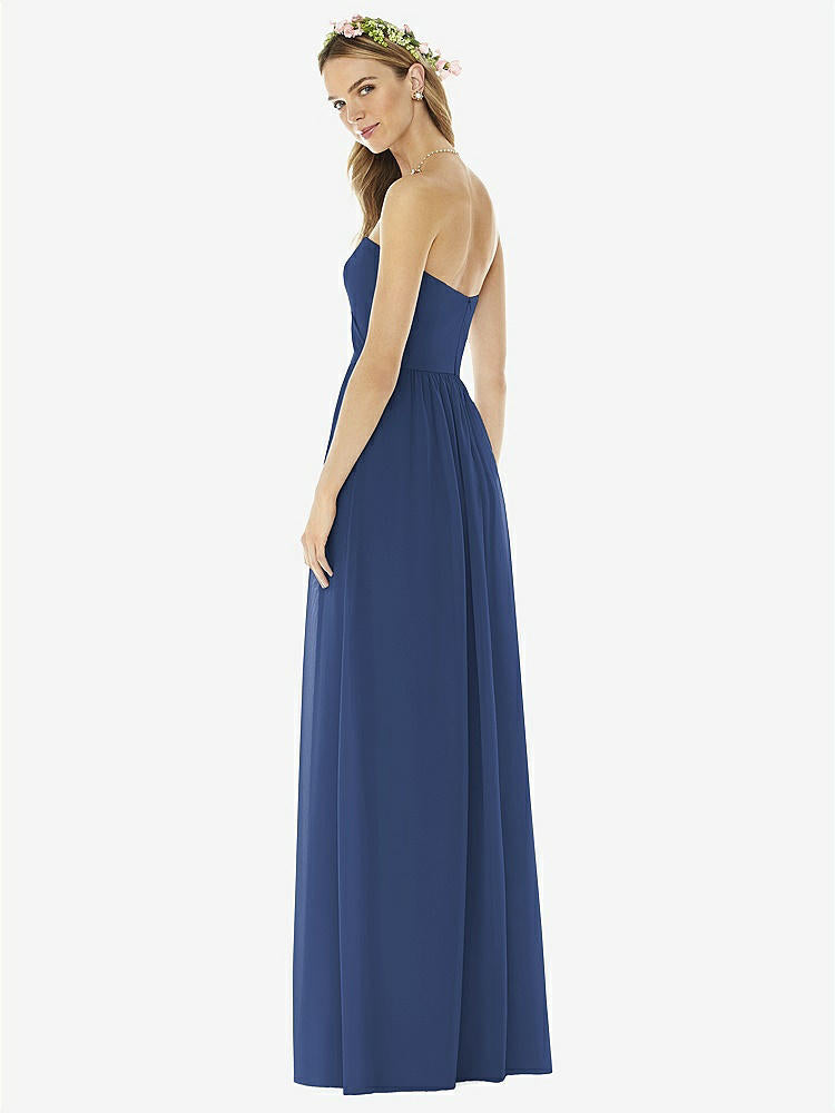 【STYLE: 8159】Strapless Draped Bodice Maxi Dress with Front Slits【COLOR: Sailor】