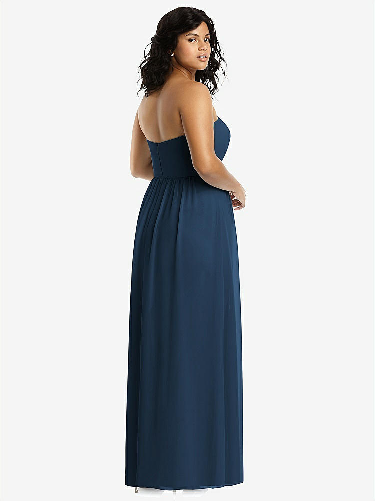 【NEW】【STYLE: 8159】ストラップレス ドレープ ボディス マキシ ドレス 前面 スリット【COLOR: Sofia Blue】【SIZE: 00-30W】