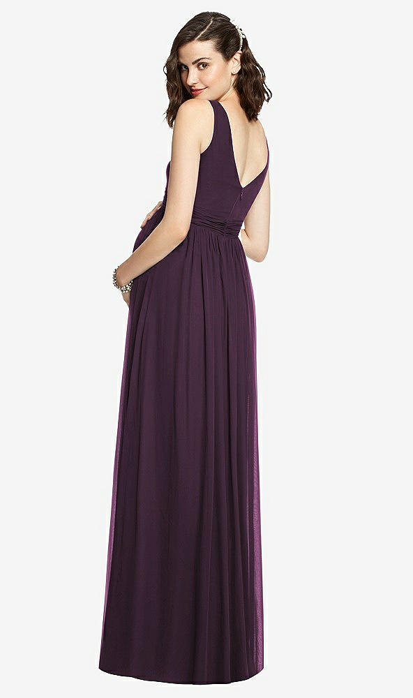 【STYLE: M424】Sleeveless Notch Maternity Dress【COLOR: Aubergine】
