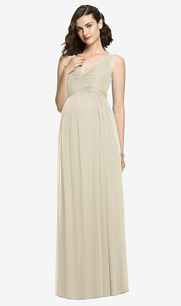【NEW】【STYLE: M424】ノースリーブ ノッチ マタニティ ドレス【COLOR: Champagne】【SIZE: 00-30W】