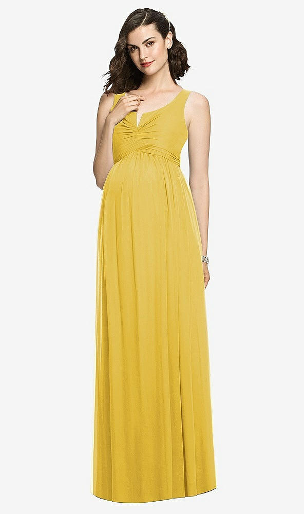 【STYLE: M424】Sleeveless Notch Maternity Dress【COLOR: Marigold】