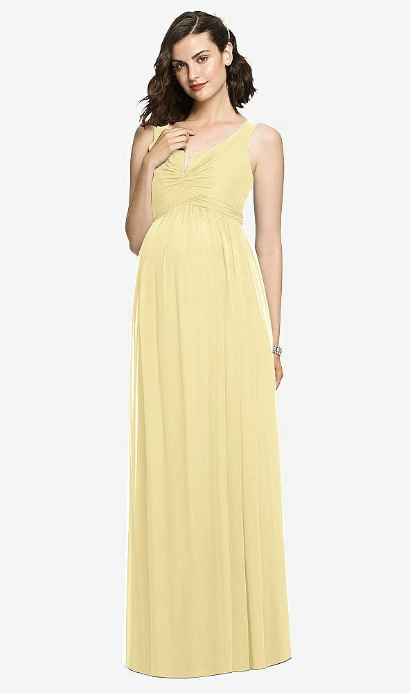 【NEW】【STYLE: M424】ノースリーブ ノッチ マタニティ ドレス【COLOR: Pale Yellow】【SIZE: 00-30W】