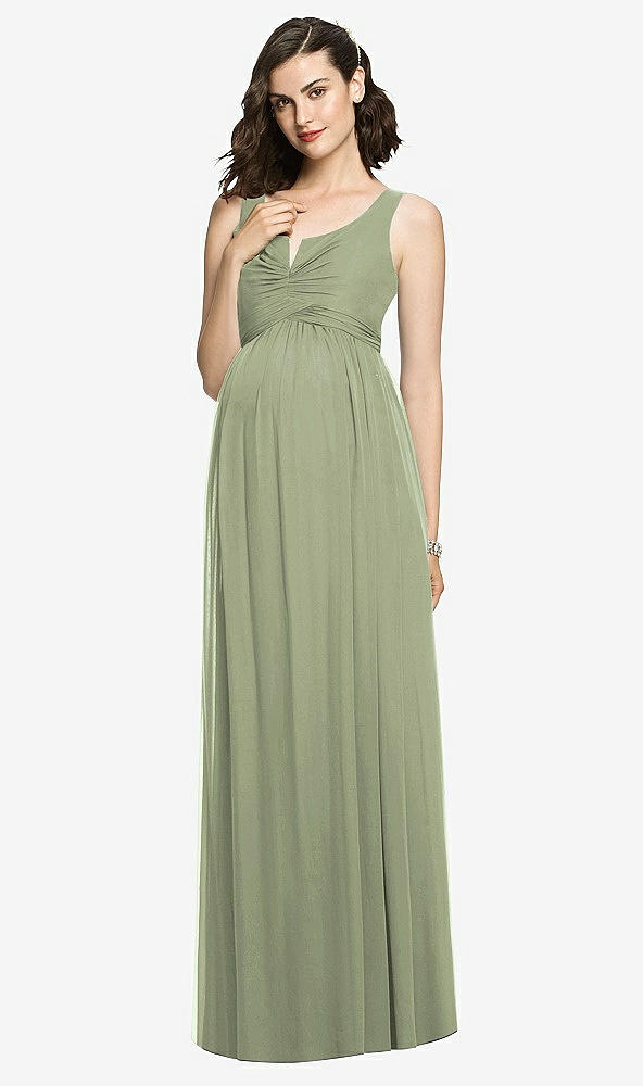 【STYLE: M424】Sleeveless Notch Maternity Dress【COLOR: Sage】