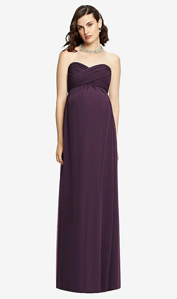 【STYLE: M426】Draped Bodice Strapless Maternity Dress【COLOR: Aubergine】