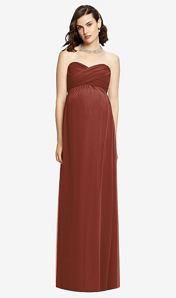 【STYLE: M426】Draped Bodice Strapless Maternity Dress【COLOR: Auburn Moon】