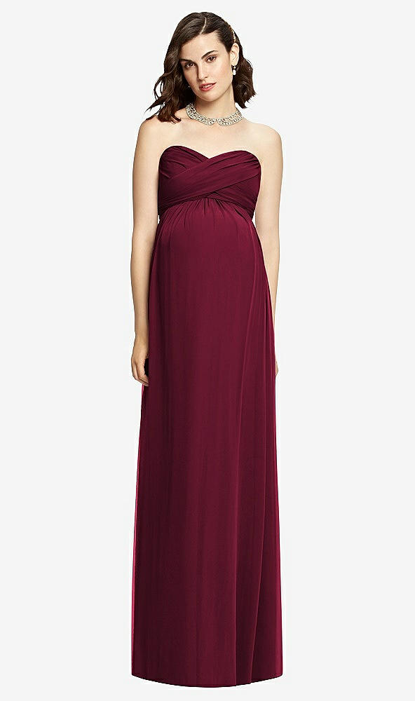 【STYLE: M426】Draped Bodice Strapless Maternity Dress【COLOR: Cabernet】