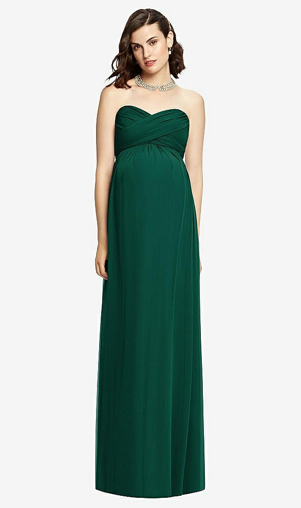 【STYLE: M426】Draped Bodice Strapless Maternity Dress【COLOR: Hunter Green】
