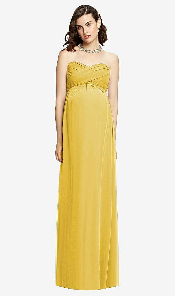 【STYLE: M426】Draped Bodice Strapless Maternity Dress【COLOR: Marigold】