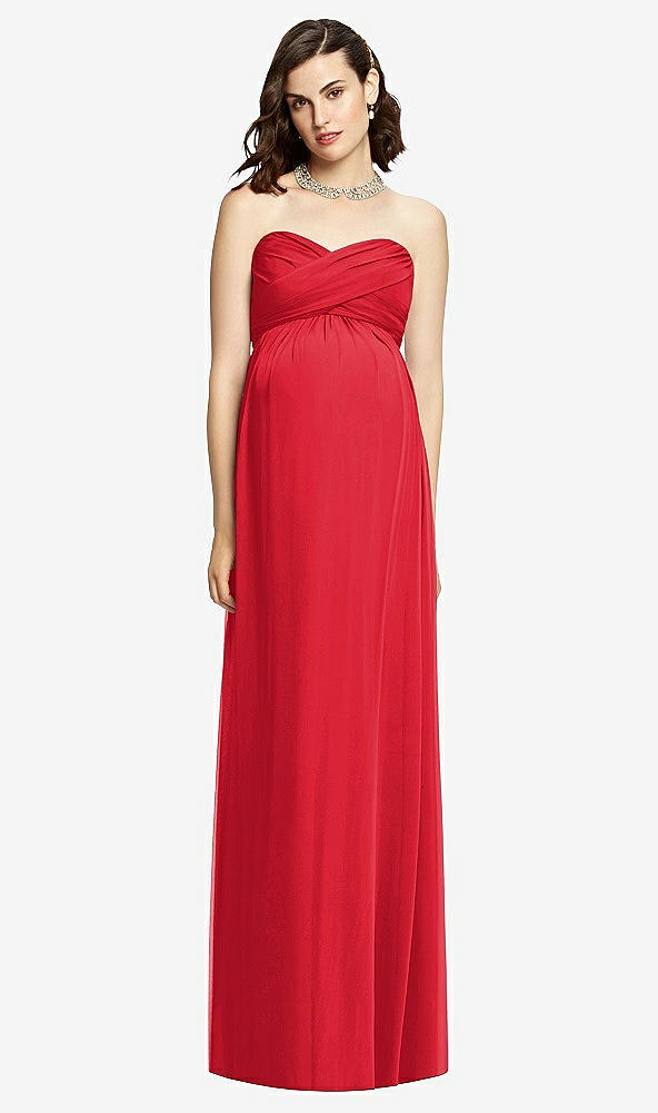 【STYLE: M426】Draped Bodice Strapless Maternity Dress【COLOR: Parisian Red】