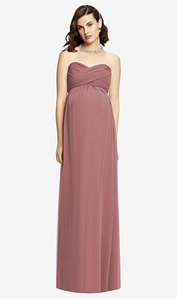 【STYLE: M426】Draped Bodice Strapless Maternity Dress【COLOR: Rosewood】