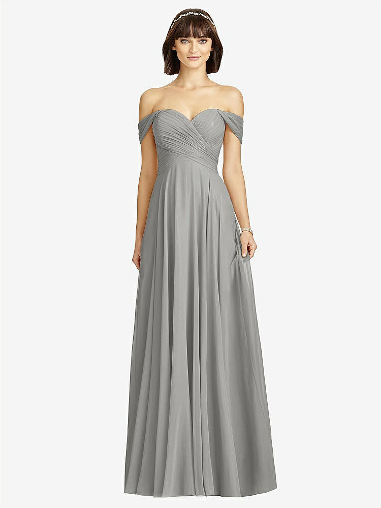【STYLE: 2970】Off-the-Shoulder Draped Chiffon Maxi Dress【COLOR: Chelsea Gray】