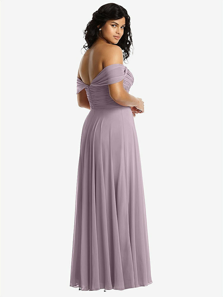 【NEW】【STYLE: 2970】オフショルダー ドレープ シフォン マキシ ドレス【COLOR: Lilac Dusk】【SIZE: 00-30W】