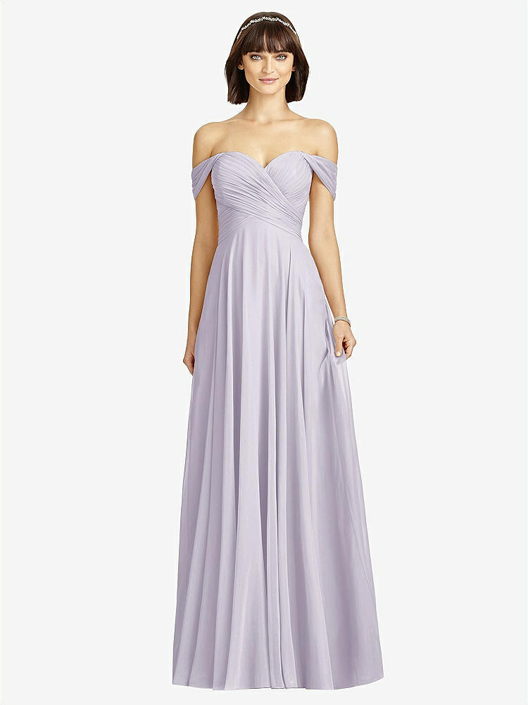 【NEW】【STYLE: 2970】オフショルダー ドレープ シフォン マキシ ドレス【COLOR: Moondance】【SIZE: 00-30W】