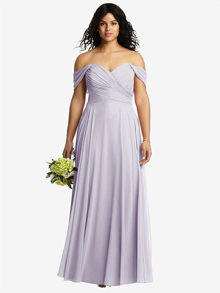 【NEW】【STYLE: 2970】オフショルダー ドレープ シフォン マキシ ドレス【COLOR: Moondance】【SIZE: 00-30W】