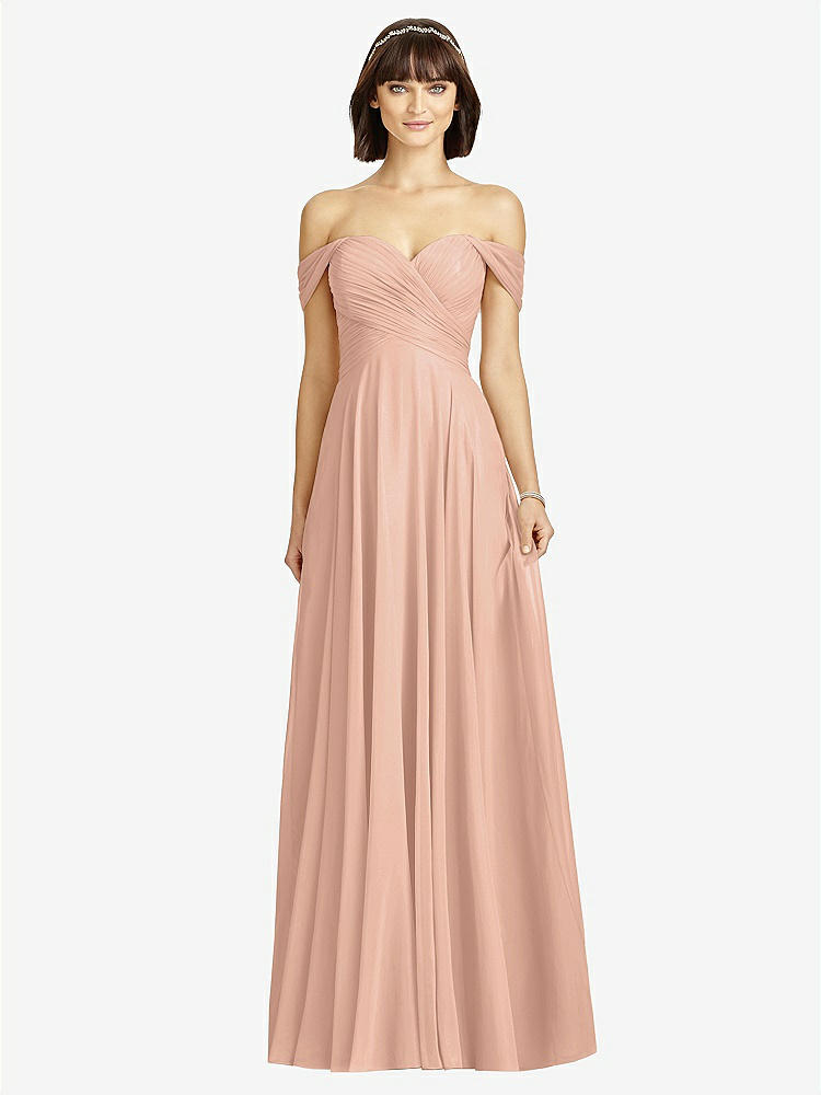 【STYLE: 2970】Off-the-Shoulder Draped Chiffon Maxi Dress【COLOR: Pale Peach】