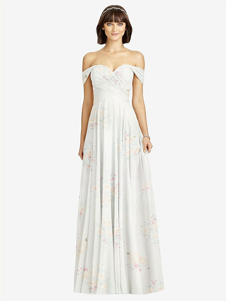 【STYLE: 2970】Off-the-Shoulder Draped Chiffon Maxi Dress【COLOR: Spring Fling】