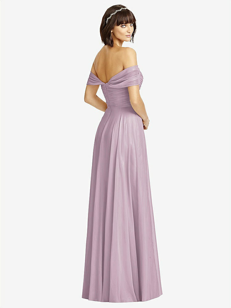 【NEW】【STYLE: 2970】オフショルダー ドレープ シフォン マキシ ドレス【COLOR: Suede Rose】【SIZE: 00-30W】