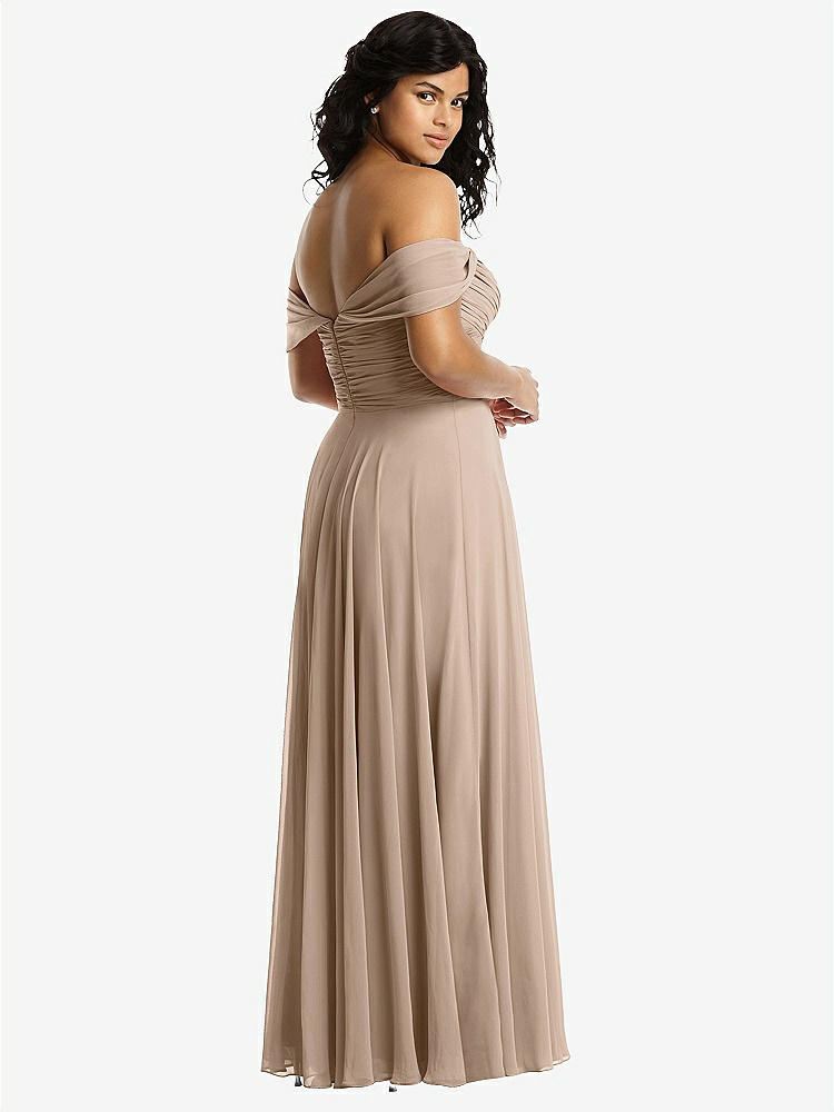 【STYLE: 2970】Off-the-Shoulder Draped Chiffon Maxi Dress【COLOR: Topaz】