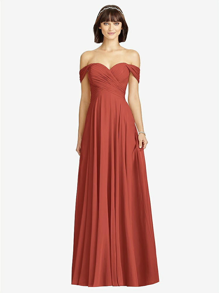 【STYLE: 2970】Off-the-Shoulder Draped Chiffon Maxi Dress【COLOR: Amber Sunset】
