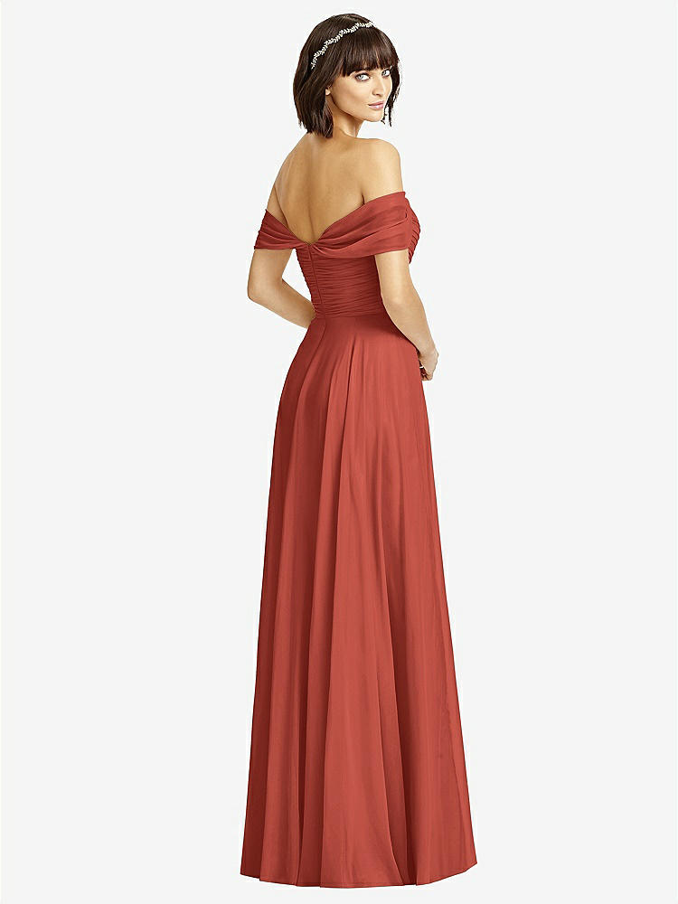 【STYLE: 2970】Off-the-Shoulder Draped Chiffon Maxi Dress【COLOR: Amber Sunset】